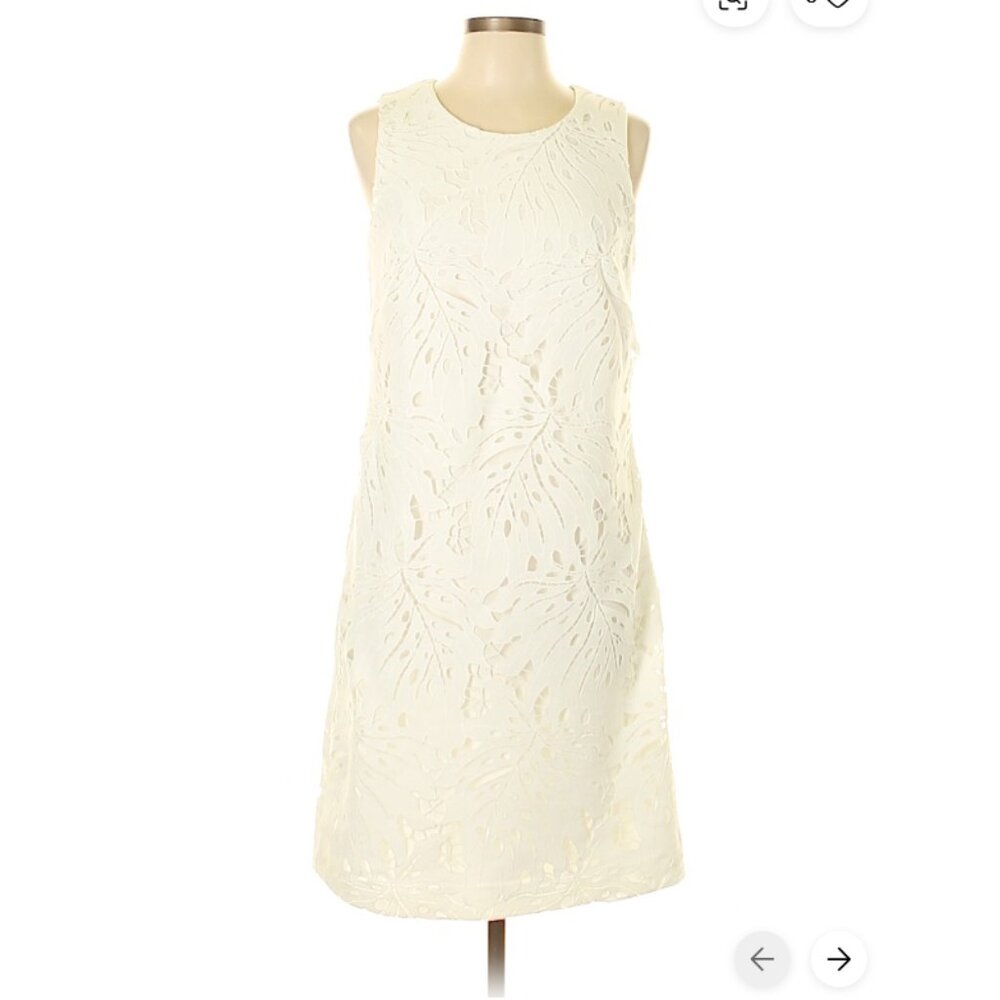 Banana Republic White Tropical Cutout Dress